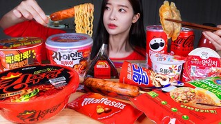 빨간맛 🔥 편의점 빨간색 음식 먹방 ASMR MUKBANG | Convenience Store Food ❤️ Red CVS FOOD ❤️  Eating Show