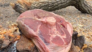 野外烹饪猫和老鼠卡通牛排😍🤤🔥