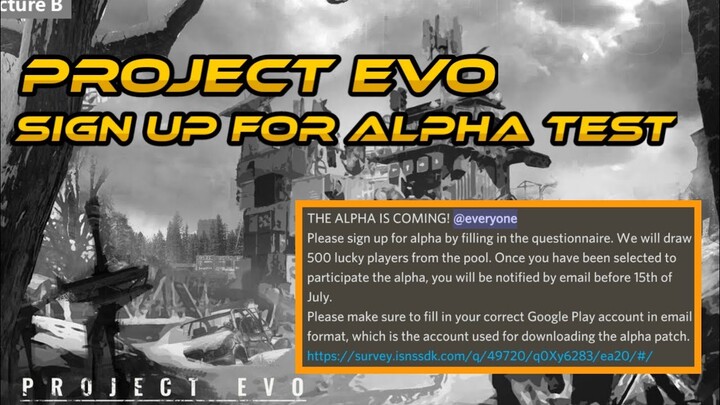 PROJECT EVO - SIGN UP FOR THE ALPHA TEST