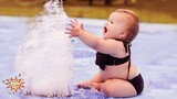 Try Not To Laugh - Funny Baby Playing With Fountain | Baby Outdoor Moments