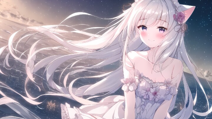 [AI drawing] [4k ultra-clear wallpaper] Beautiful white-haired animal-eared girl (fourth issue)