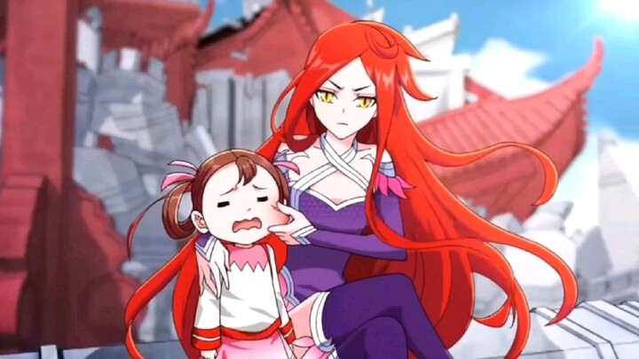 Even though Queen Medusa is very tall, she is too cool to handle a child.