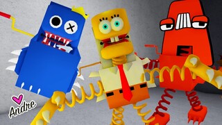 BOXY BOO de ALPHABET LORE Bob Esponja y RAINBOW FRIENDS (Momentos divertidos ROBLOX)