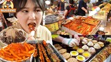 최애 떡볶이를 찾았다..?!😏 의정부 제일시장 쌍둥이네 떡볶이, 오미야끼, 닭꼬치, 양파링도넛, 반찬 먹방 | Street Foods Mukbang