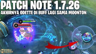 ODETTE BUFF, AULUS BUFF, LEOMORD BUFF, HAYABUSA BUFF - PATCH NOTE 1.7.26 MLBB ADVANCE SERVER