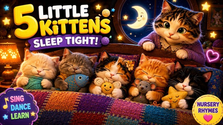 Five Little Kittens Jumping on the Bed 🐱 | Kids Songs & Nursery Rhymes | Melody Jungle