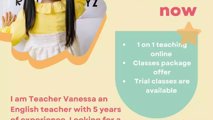 Hi I am Teacher Vanessa, looking for a private student. My slots are still open. See you soon 📝📚