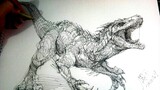 Draw a ferocious dinosaur with one stroke