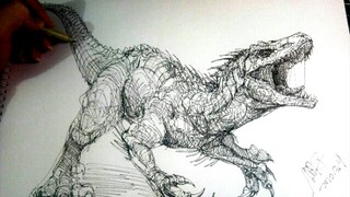 [Cách vẽ thô] Một cây bút vẽ khủng long - Bá vương long bạo ngược
