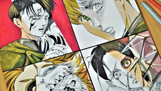 การวาดภาพอะนิเมะ VS มังงะ Attack on Titan Season 4 ลีวาย อาร์มิน จอว์ ไททัน แฮมเมอร์ ไททัน