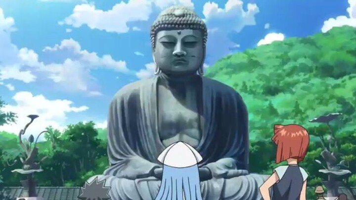 Squid Girl saw the giant stone Buddha for the first time and thought that such a creature really exi