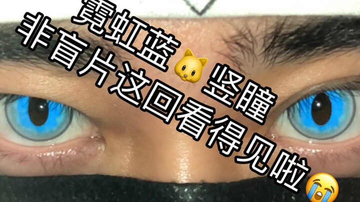 【อากิบะลองใส่】ตาแนวตั้งสีนีออนฟ้าจัด เขาว่าเหมือนตาแมวพันธุ์เปอร์เซีย แต่ดูไม่น่ารักเท่าไหร่