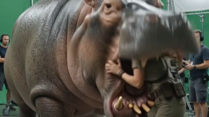 Giant hippo swallows actor  #MovieSetFX #BehindTheScenes #PracticalEffects #CinematicAction #viral