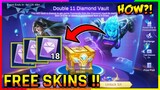 HOW TO GET FREE SKINS IN DOUBLE 11 DIAMOND VAULT EVENT - MLBB