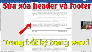 Cách xóa Header, Footer ở một trang bất ký trong word