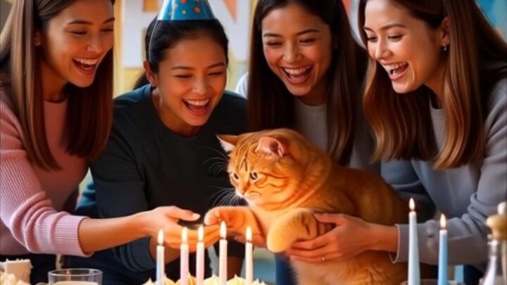 ครอบครัวฉลองวันเกิดให้แมวส้ม