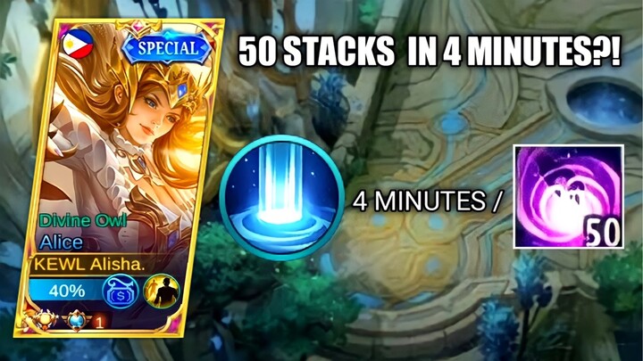 ALICE 50 STACKS IN 4 MINUTES IN THIS ROTATION (MUST WATCH)-MLBB