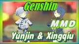 [Genshin  MMD]Yunjin & Xingqiu dance and jump in the Peach Garden