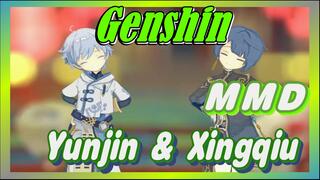 [Genshin  MMD]Yunjin & Xingqiu dance and jump in the Peach Garden