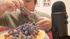 ASMR EATING SOUNDS - ORGANIC GRAPES & HOMEMADE CHERRY RAKIJA (STORY TIME_ IMPRES