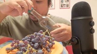 ASMR EATING SOUNDS - ORGANIC GRAPES & HOMEMADE CHERRY RAKIJA (STORY TIME_ IMPRES