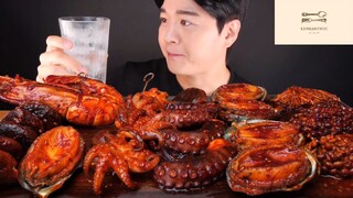 Mukbang hải sản sốt siêu cay phần 5 #anngon