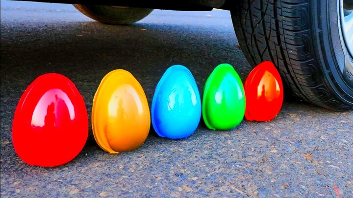 EKSPERIMEN : MOBIL vs Surprisse Eggs | Crushing Crunchy & Soft Things by Car!