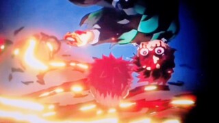 The bond between the brothers, Giyuu blocked the attack with his water call, and Tanjiro quickly fin