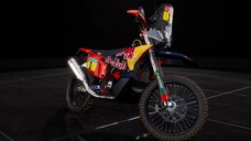 KTM 450 in Dakar Desert Rally. Rally factory replica. Red Bull KTM factory racing