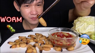 MUKBANG ASMR EATING COCONUT WORM | Worm Eating Show