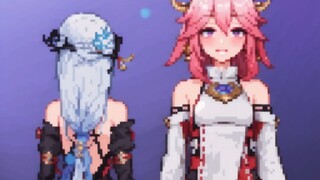 [Pixel style dress-up] Sneak peek at Shenzi and Shenhe changing clothes | Genshin Impact ❤️