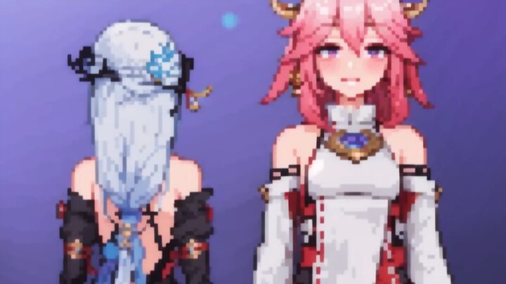 [Pixel Style Crossdressing] Nhìn trộm Shenzi và Shenhe đang thay quần áo Genshin Impact ❤️