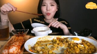 Cơm cà ri trứng, kim chi, rong biển 6 #amthuc