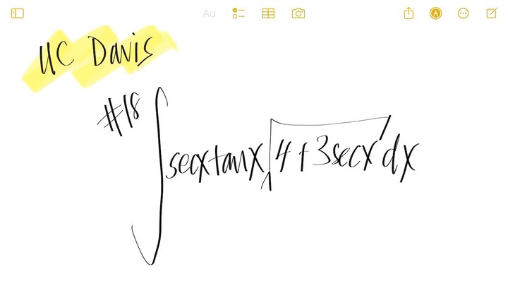 UC Davis #18: integral sec(x) tan(x) sqrtt(4+3 sec(x)) d