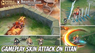GAMEPLAY SKIN ATTACK ON TITAN ! GILA YIN JADI TITAN, FANNY MIKASA, LEVI MARTIS, SKIN COLLAB MLBB