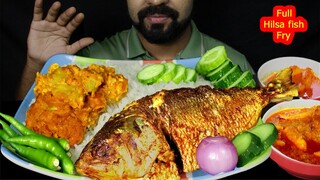 Eating Full Hilsa Fish Fry,Hilsa Fish Curry with Potato,Dal Potol Bhuna,Extra Gravy | #LiveToEATT
