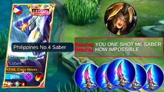 SABERPHOBIA ONE SHOT FULL HP MASHA!! AUTO DELETE 🔥 SABER NEW BEST BUILD