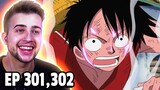 SOGEKING SAVES ROBIN!! SECOND GEAR LUFFY VS LUCCI!! One Piece Episode 301 & 302 REACTION + REVIEW!!
