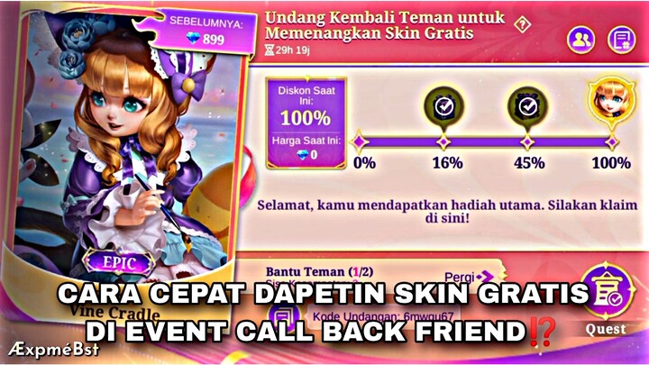 CARA CEPAT DAPETIN SKIN EPIC GRATIS DI EVENT CALL BACK FRIEND‼️