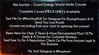 Alix burton Course Good Energy World Wide Course download
