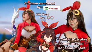 ♡ Amber cosplay makeup tutorial ♡ / Genshin impact / ( Costume sponsored by Miccostumes)