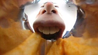 While the boss is away, I showed off a bag of chips like crazy...