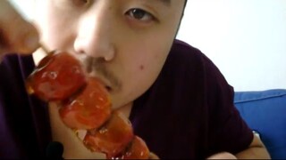 ASMR EATING SOUNDS - SUGAR COATED HAWS ON A STICK 冰糖葫芦