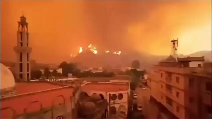 Wildfire is burning in El Ancer, Jijel Province, Algeria
