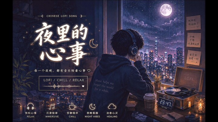 《夜里的心事》｜Lofi Chill Beats｜放松音乐｜学习·睡眠·治愈