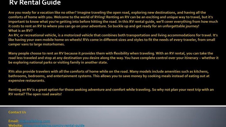 Rv Rental Guide