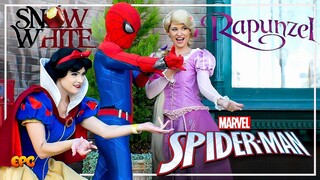 RAPUNZEL & SNOW WHITE CONFRONT SPIDER-MAN at Oogie Boogie Bash!