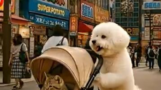 Bichon Pushing a Kitten in a Stroller in Akihabara?! 🤯 Cutest Street Scene Ever!