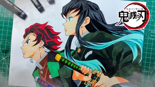 Drawing Tanjiro and Tokito Muichiro-Kimetsu no Yaiba