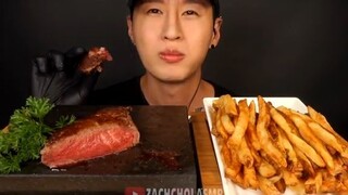 ASMR A5 WAGYU TENDERLOIN & GARLIC FRIES MUKBANG (No Talking) COOKING